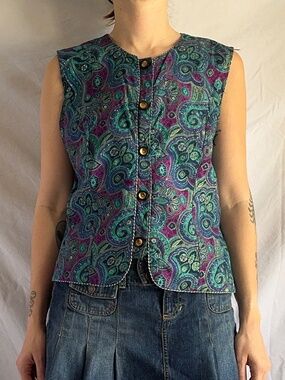 vintage Just In Thyme button up vest, size 14/medium